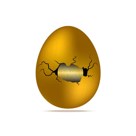 Gold coin in cracked golden eggのイラスト素材