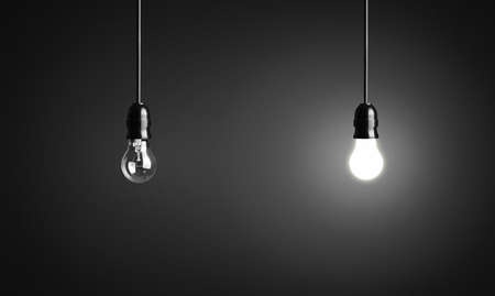 Light bulbs on black background の写真素材