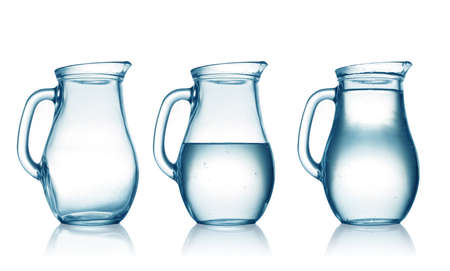 empty,half and full with water jug  Isolated on whiteの写真素材