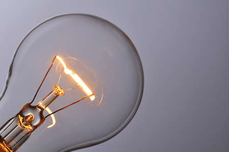 Close up glowing light bulb