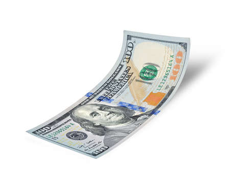 hundred dollar banknote on white background