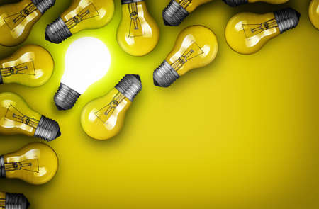 Idea concept with group of light bulbsの写真素材