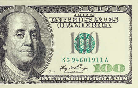 Macro shot of a 100 dollarの写真素材