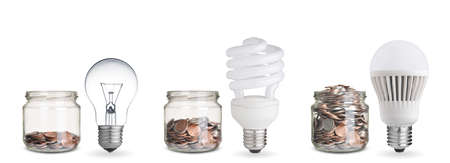 money spent with different light bulbs.Isolated on white