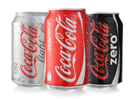 SOFIA, BULGARIA - AUGUST 06, 2014 Coca-Cola cans Isolated On White Background.