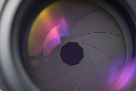Closeup of a photographic lensの写真素材