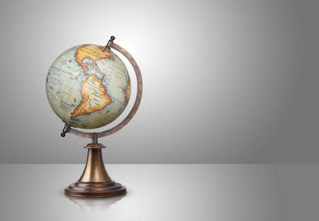 old style globe on gray backgroundの写真素材