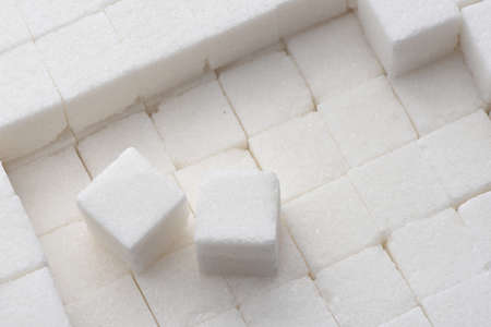 close up of white sugar cubesの写真素材