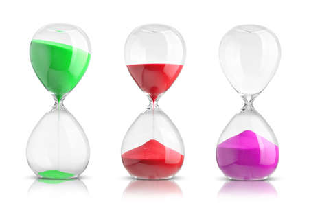 Collection of hourglasses isolated on white backgroundの写真素材