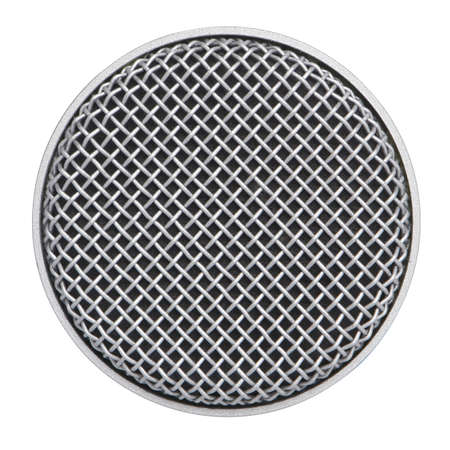 Closeup microphone head isolated on white backgroundの写真素材