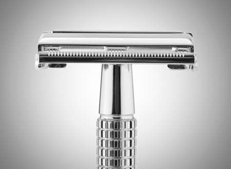 Vintage safety metal razor close upの写真素材