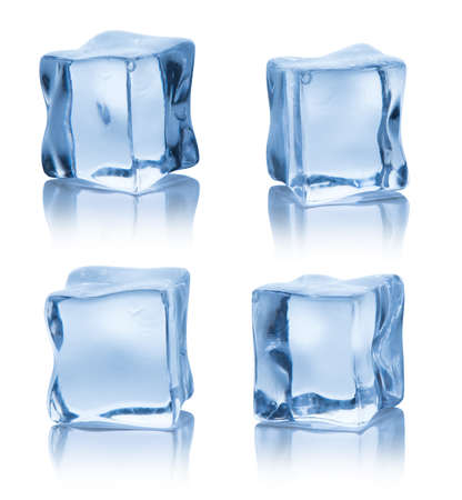 Set of ice cubes isolated on white backgroundの写真素材