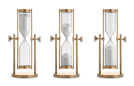 Set of hourglasses isolated on white backgroundの写真素材