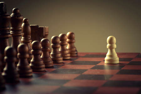 Wooden chess figures, business concept strategyの写真素材