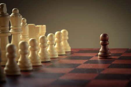 Wooden chess figures, business concept strategyの写真素材