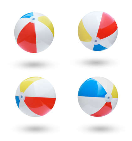 Beach balls collection isolated on white backgroundの写真素材