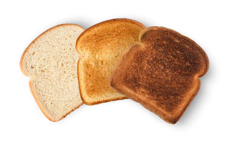 Set of slices toast bread isolated on whiteの写真素材