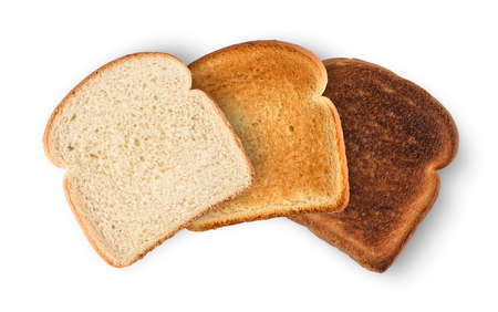 Set of slices toast bread isolated on whiteの写真素材