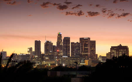 Los Angeles, California, USA downtown cityscape at sunset