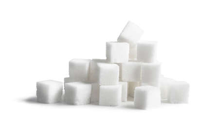 Sugar cubes isolated on white backgroundの写真素材