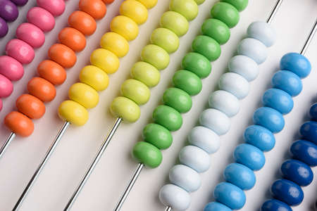 Close up abacus on white backgroundの写真素材