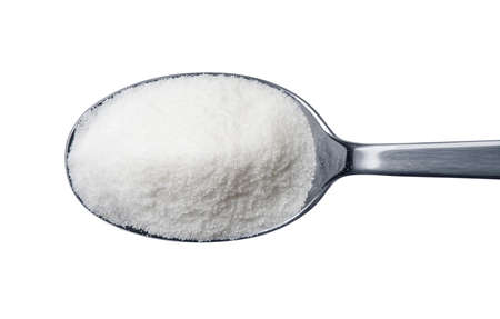 Spoon of sugar isolated on white backgroundの写真素材