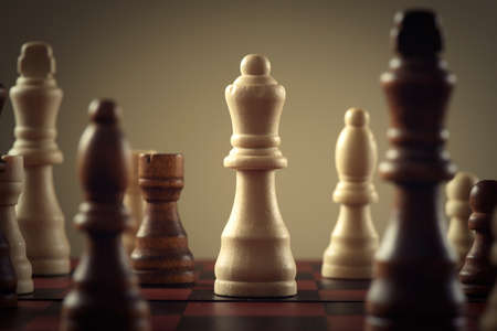 Wooden chess figures, business concept strategyの写真素材