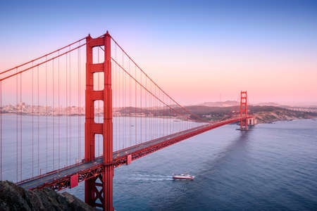 Golden Gate, San Francisco California at sunsetの写真素材