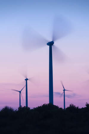 Wind turbineS on beauty sunset background