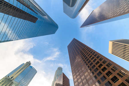 Downtown Los Angeles skyscrapers at sunny day.の写真素材