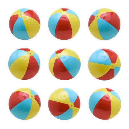 Beach balls set isolated on white backgroundの写真素材