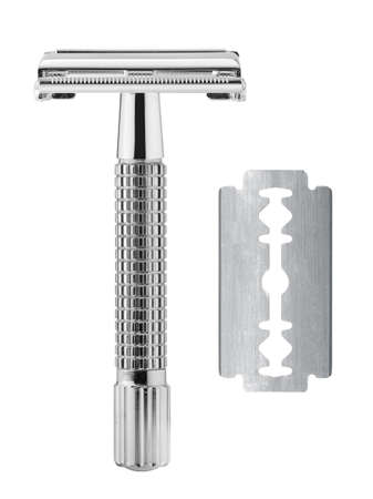razor blade isolated on white backgroundの写真素材