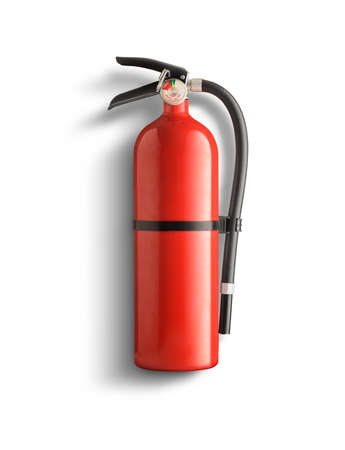 fire extinguisher with reflection on white backgroundの写真素材
