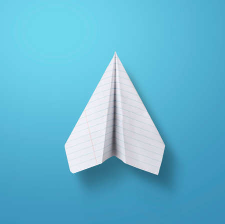 Paper plane on blue backgroundの写真素材
