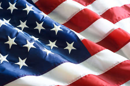 Closeup ruffled American flagの写真素材