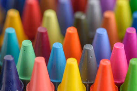 Close up of colorful and pastel crayonsの写真素材