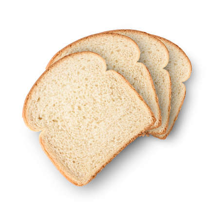 Set of slices toast bread isolated on whiteの写真素材