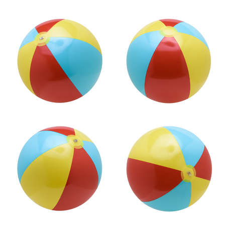 Beach balls set isolated on white backgroundの写真素材
