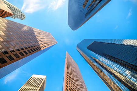 Downtown Los Angeles skyscrapers at sunny day.の写真素材