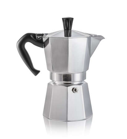 Stovetop coffee maker isolated on white backgroundの写真素材