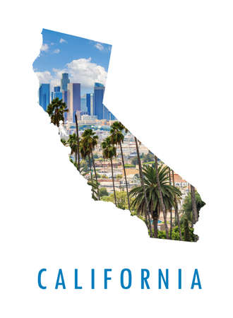 Los Angeles picture inside of California mapの写真素材