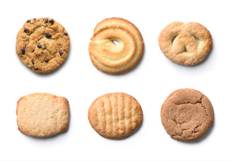 set of cookies isolated on white backgroundの写真素材