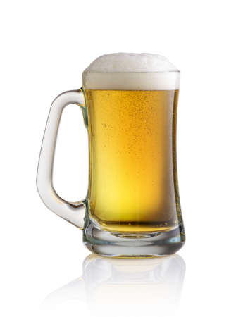 Beer glass isolated on white backgroundの写真素材