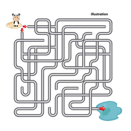 Maze, illustration - which pipe is connecting to the pondのイラスト素材