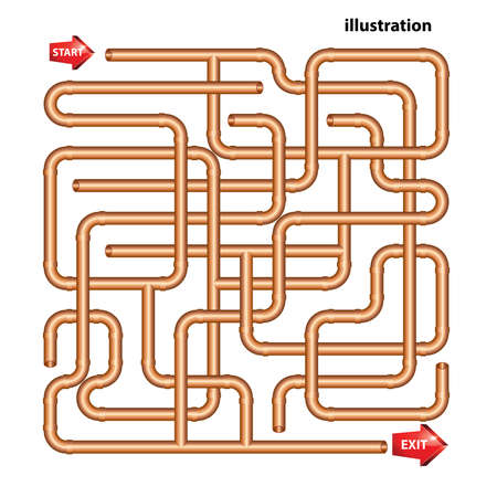 Pipe maze,illustration -begin from the start point than move to the exit pointのイラスト素材