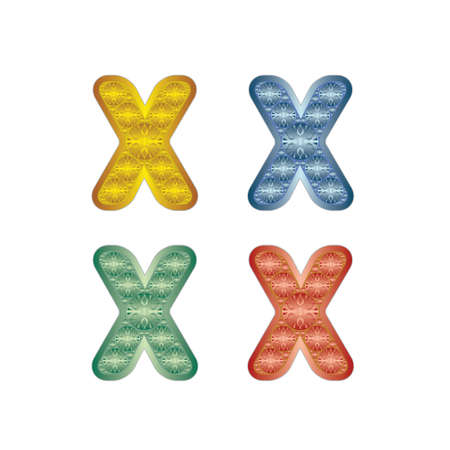 4 colors alphabet X in special shape and design.のイラスト素材