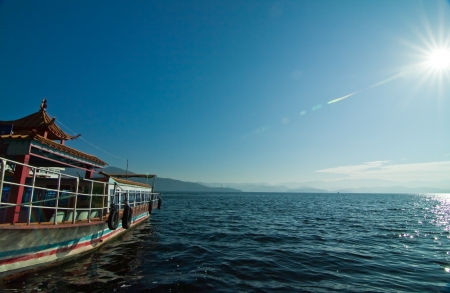 boat in the lakeの写真素材