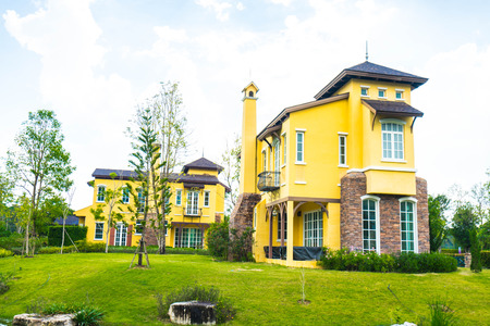 cottage along canalの写真素材