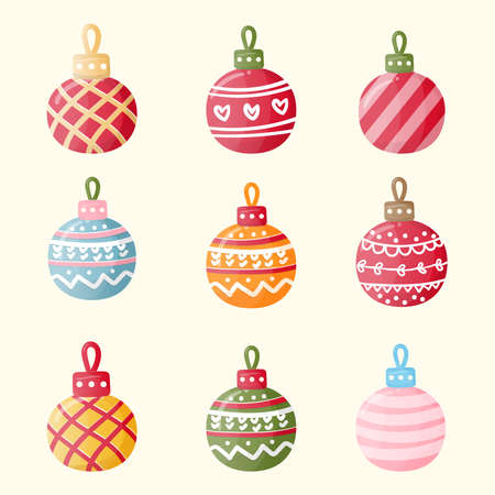Set of Christmas ball. Vector illustration.のイラスト素材
