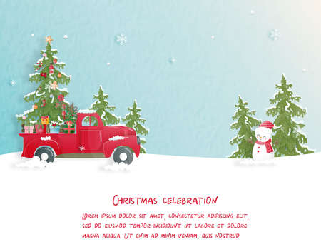 Christmas card with snowmanのイラスト素材